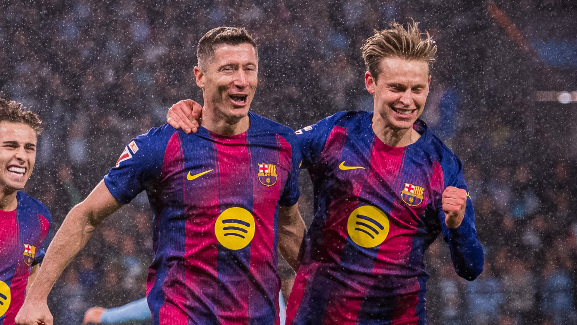 Robert Lewandowski celebrating his second goal in Celta Vigo vs FC Barcelona, La Liga 2025-26 match | sportzpoint.com